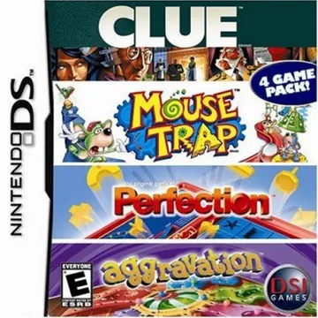 4 Game Pack! - Clue + Aggravation + Perfection + Mouse Trap (USA) box cover front